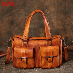 Vintage Leather Women Large Crossbody Bag