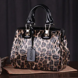 Leopard Cowhide Leather Women Shoulder Bag