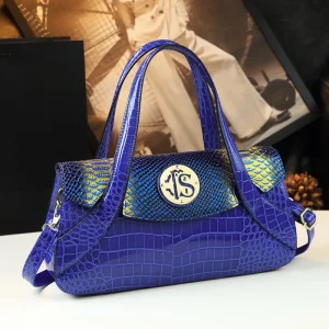 Genuine Leather Snake Pattern Women Tote Bag