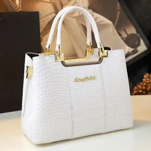 Genuine Leather Crocodile Pattern Women Tote Bag